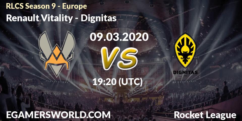 Renault Vitality vs Dignitas: Betting TIp, Match Prediction. 09.03.2020 at 19:05. Rocket League, RLCS Season 9 - Europe