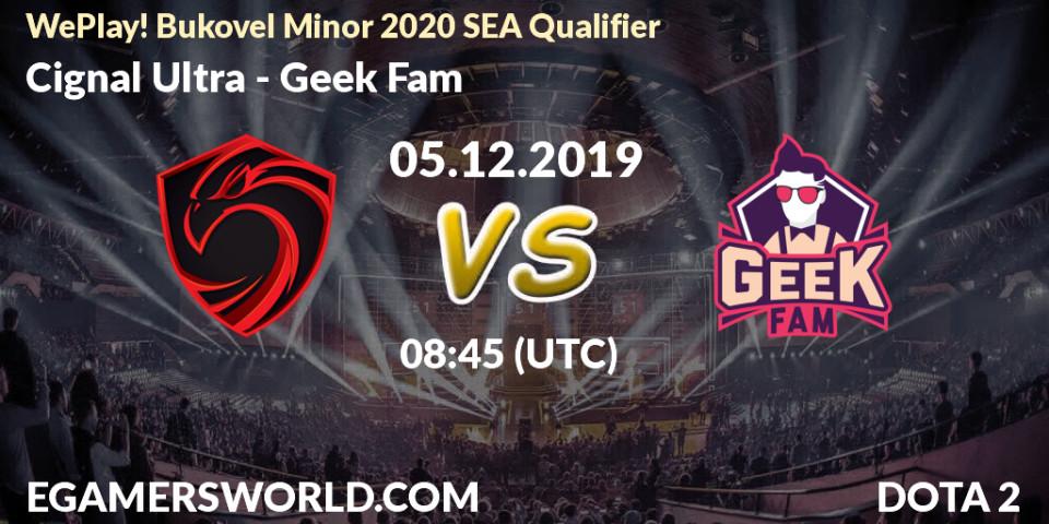 Cignal Ultra vs Geek Fam: Betting TIp, Match Prediction. 05.12.19. Dota 2, WePlay! Bukovel Minor 2020 SEA Qualifier