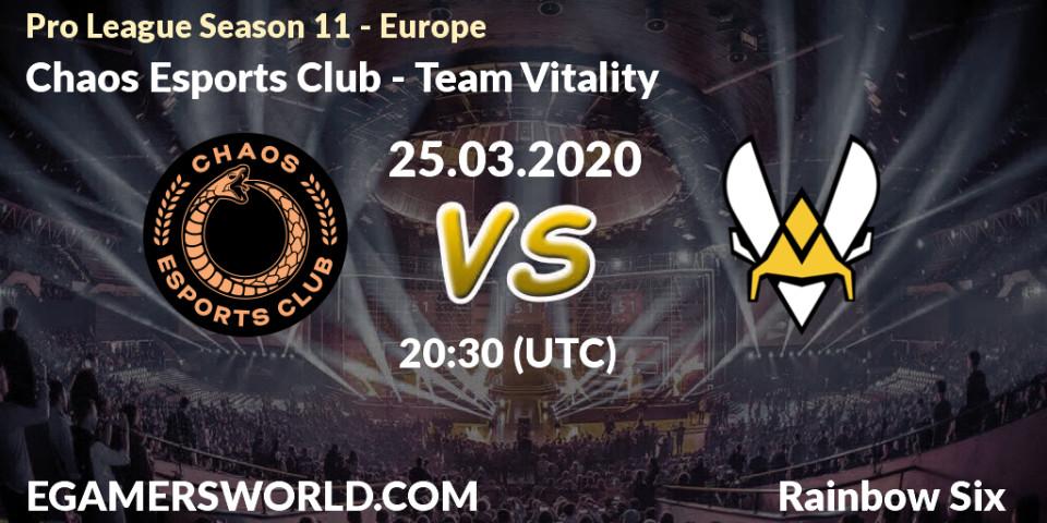 Chaos Esports Club vs Team Vitality: Betting TIp, Match Prediction. 25.03.20. Rainbow Six, Pro League Season 11 - Europe
