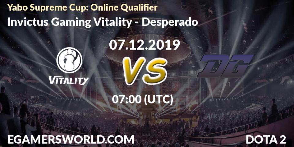 Invictus Gaming Vitality vs Desperado: Betting TIp, Match Prediction. 07.12.19. Dota 2, Yabo Supreme Cup: Online Qualifier
