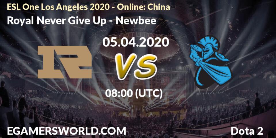 Royal Never Give Up vs Newbee: Betting TIp, Match Prediction. 05.04.20. Dota 2, ESL One Los Angeles 2020 - Online: China