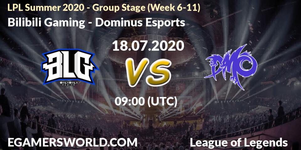 Bilibili Gaming vs Dominus Esports: Betting TIp, Match Prediction. 18.07.20. LoL, LPL Summer 2020 - Group Stage (Week 6-11)