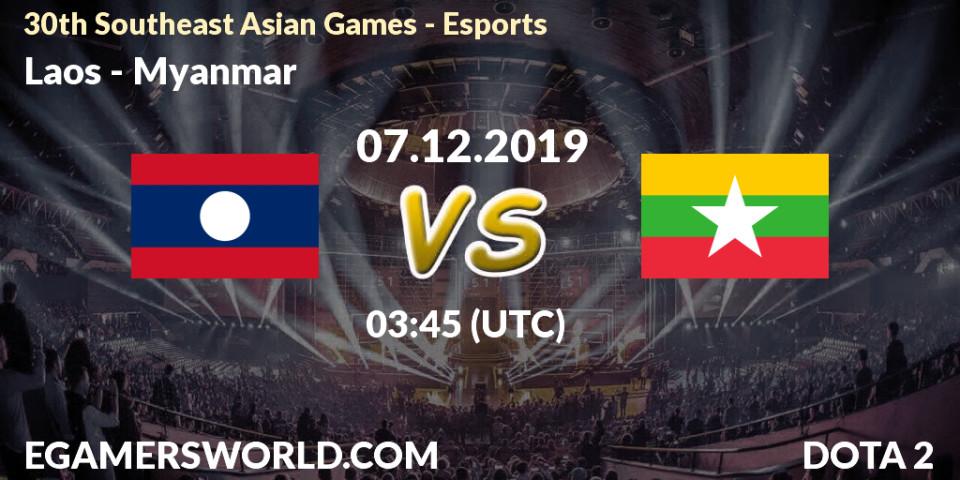 Laos vs Myanmar: Betting TIp, Match Prediction. 07.12.2019 at 10:15. Dota 2, 30th Southeast Asian Games - Esports