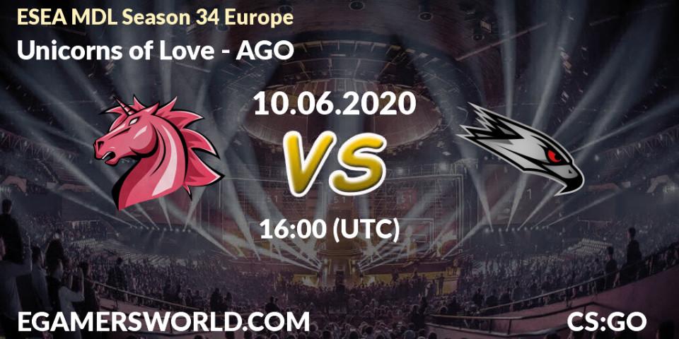 Unicorns of Love vs AGO: Betting TIp, Match Prediction. 10.06.20. CS2 (CS:GO), ESEA MDL Season 34 Europe