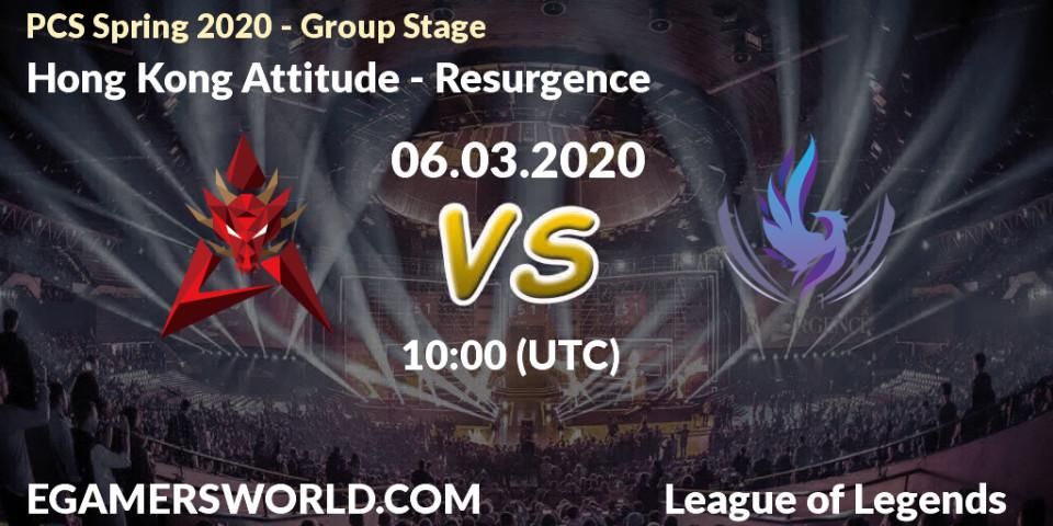 Hong Kong Attitude vs Resurgence: Betting TIp, Match Prediction. 06.03.2020 at 10:00. LoL, PCS Spring 2020 - Group Stage