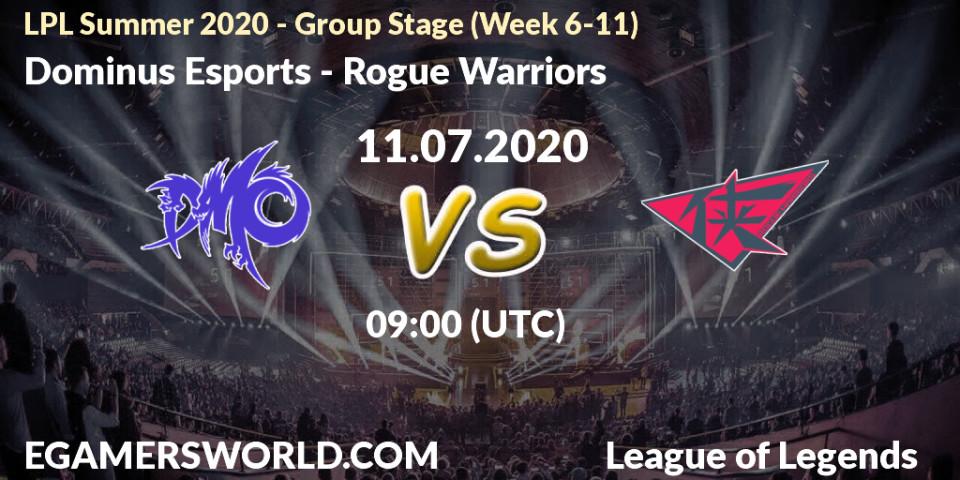 Dominus Esports vs Rogue Warriors: Betting TIp, Match Prediction. 11.07.20. LoL, LPL Summer 2020 - Group Stage (Week 6-11)
