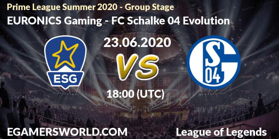 EURONICS Gaming vs FC Schalke 04 Evolution: Betting TIp, Match Prediction. 23.06.20. LoL, Prime League Summer 2020 - Group Stage