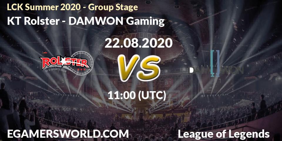 KT Rolster vs DAMWON Gaming: Betting TIp, Match Prediction. 22.08.20. LoL, LCK Summer 2020 - Group Stage