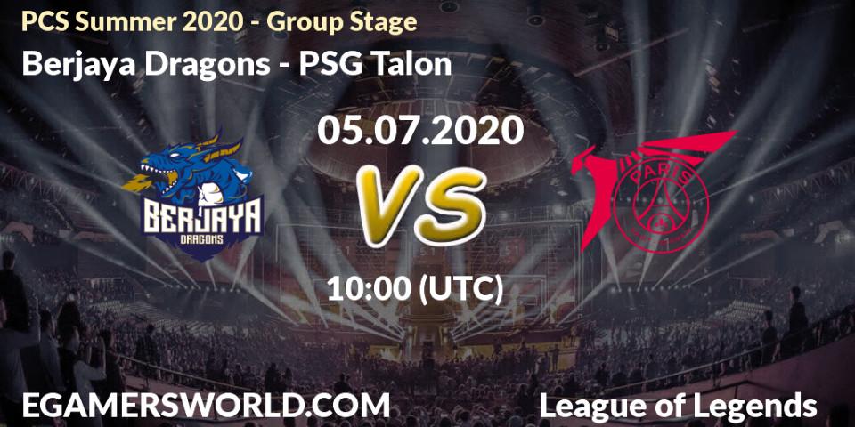 Berjaya Dragons vs PSG Talon: Betting TIp, Match Prediction. 05.07.2020 at 10:00. LoL, PCS Summer 2020 - Group Stage