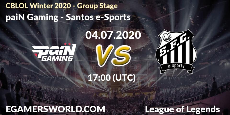 paiN Gaming vs Santos e-Sports: Betting TIp, Match Prediction. 04.07.2020 at 17:00. LoL, CBLOL Winter 2020 - Group Stage