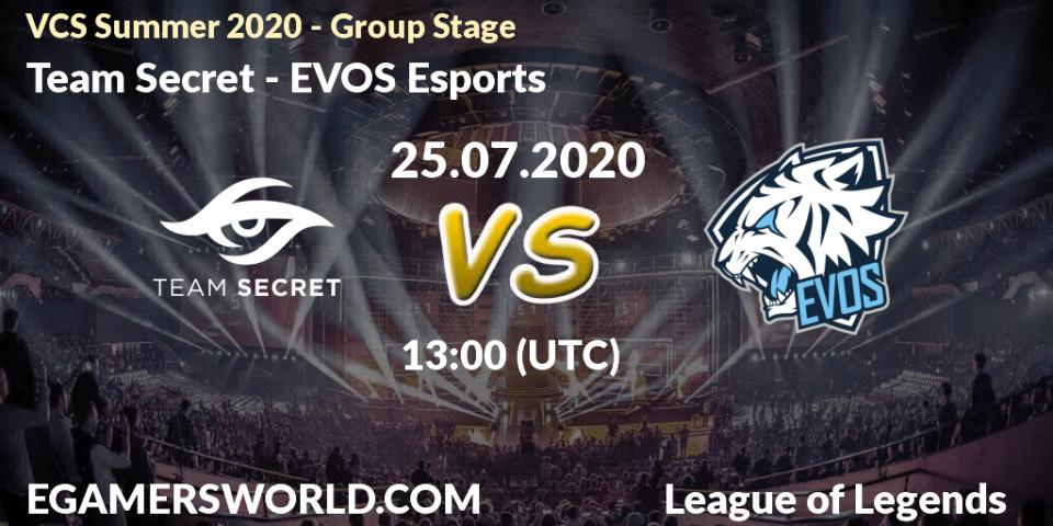 Team Secret vs EVOS Esports: Betting TIp, Match Prediction. 25.07.20. LoL, VCS Summer 2020 - Group Stage