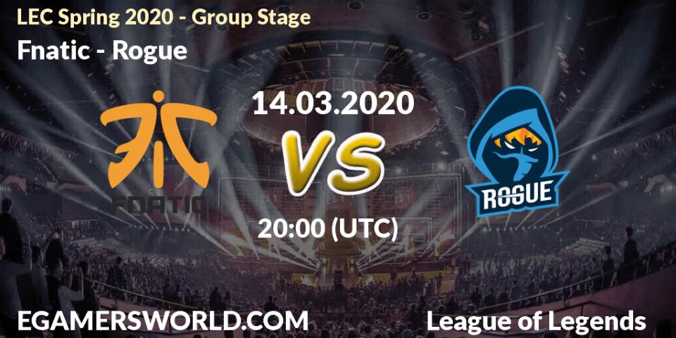 Fnatic vs Rogue: Betting TIp, Match Prediction. 21.03.20. LoL, LEC Spring 2020 - Group Stage