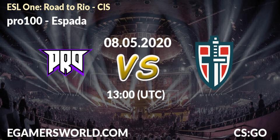 pro100 vs Espada: Betting TIp, Match Prediction. 08.05.20. CS2 (CS:GO), ESL One: Road to Rio - CIS