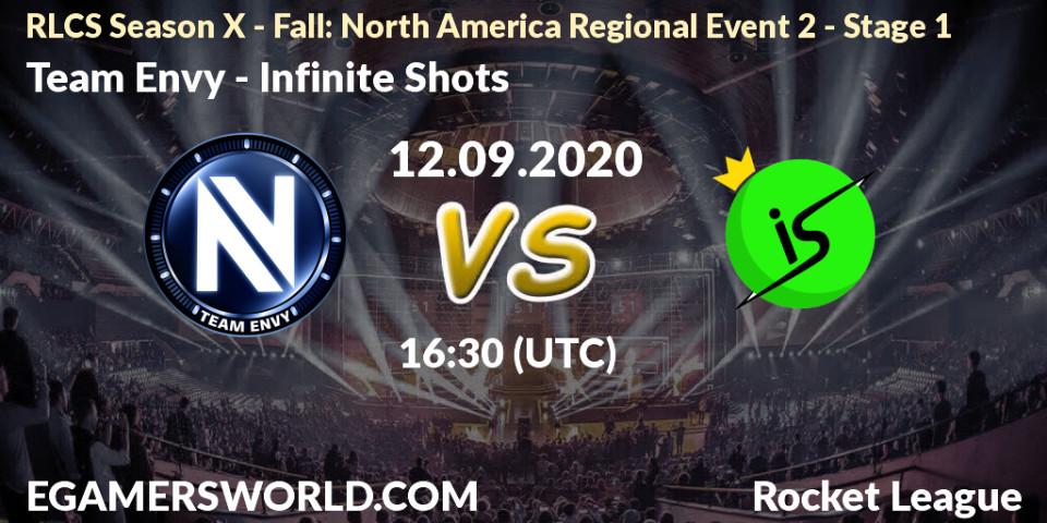 Team Envy vs Infinite Shots: Betting TIp, Match Prediction. 13.09.2020 at 16:30. Rocket League, RLCS Season X - Fall: North America Regional Event 2 - Stage 1