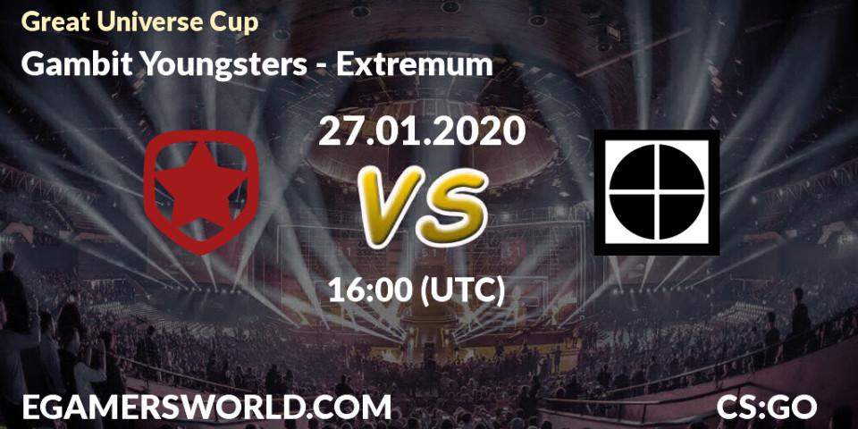 Gambit Youngsters vs Extremum: Betting TIp, Match Prediction. 27.01.20. CS2 (CS:GO), Great Universe Cup