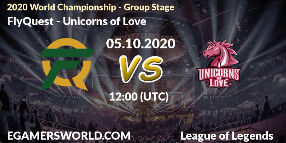 FlyQuest vs Unicorns of Love: Betting TIp, Match Prediction. 05.10.2020 at 12:00. LoL, 2020 World Championship - Group Stage
