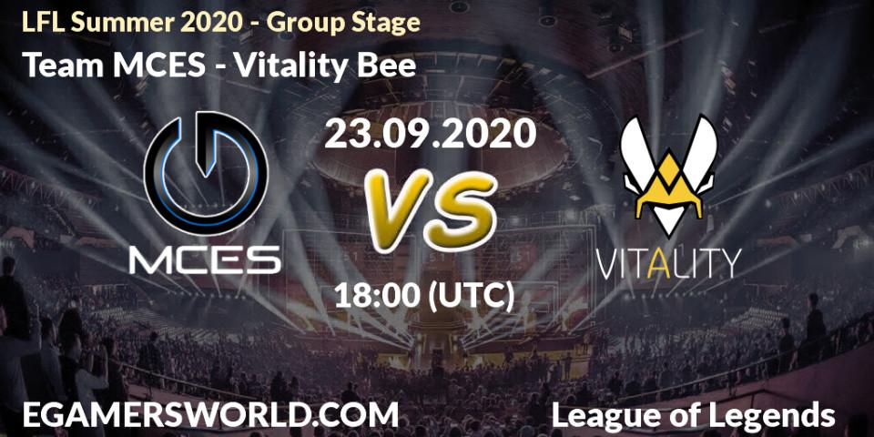 Team MCES vs Vitality Bee: Betting TIp, Match Prediction. 23.09.20. LoL, LFL Summer 2020 - Group Stage