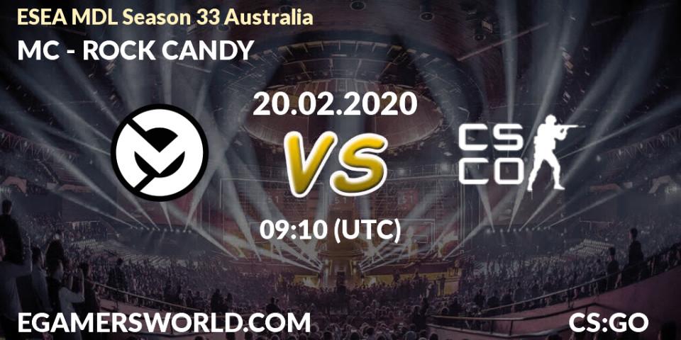 MC vs ROCK CANDY: Betting TIp, Match Prediction. 24.02.20. CS2 (CS:GO), ESEA MDL Season 33 Australia