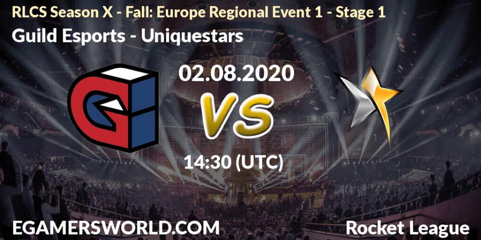 Guild Esports vs Uniquestars: Betting TIp, Match Prediction. 02.08.20. Rocket League, RLCS Season X - Fall: Europe Regional Event 1 - Stage 1