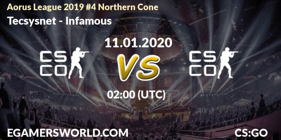 Tecsysnet vs Infamous: Betting TIp, Match Prediction. 11.01.2020 at 02:00. Counter-Strike (CS2), Aorus League 2019 #4 Northern Cone