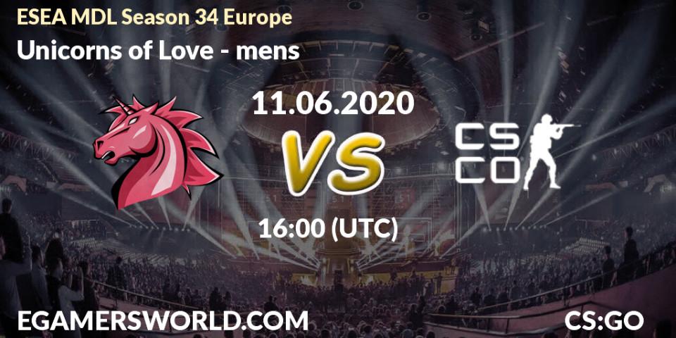 Unicorns of Love vs mens: Betting TIp, Match Prediction. 11.06.20. CS2 (CS:GO), ESEA MDL Season 34 Europe