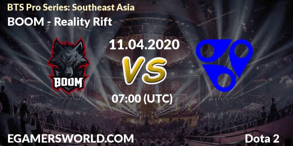 BOOM vs Reality Rift: Betting TIp, Match Prediction. 11.04.2020 at 07:00. Dota 2, BTS Pro Series: Southeast Asia