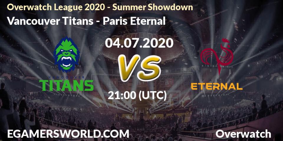 Vancouver Titans vs Paris Eternal: Betting TIp, Match Prediction. 04.07.2020 at 19:00. Overwatch, Overwatch League 2020 - Summer Showdown