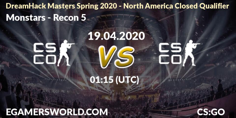 Monstars vs Recon 5: Betting TIp, Match Prediction. 19.04.20. CS2 (CS:GO), DreamHack Masters Spring 2020 - North America Closed Qualifier