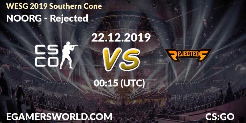 NOORG vs Rejected: Betting TIp, Match Prediction. 22.12.19. CS2 (CS:GO), WESG 2019 Southern Cone