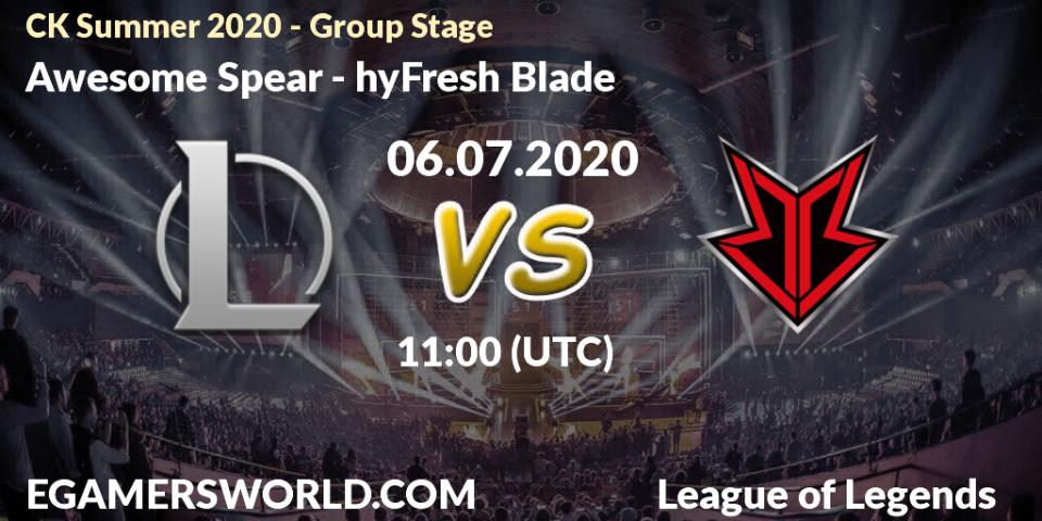 Awesome Spear vs hyFresh Blade: Betting TIp, Match Prediction. 06.07.2020 at 10:54. LoL, CK Summer 2020 - Group Stage