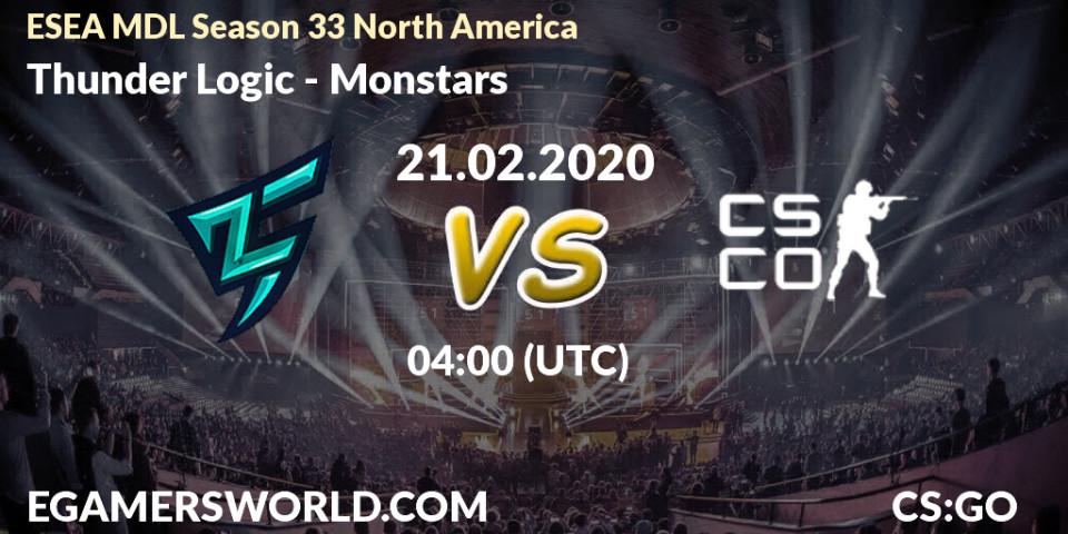 Thunder Logic vs Monstars: Betting TIp, Match Prediction. 24.02.20. CS2 (CS:GO), ESEA MDL Season 33 North America