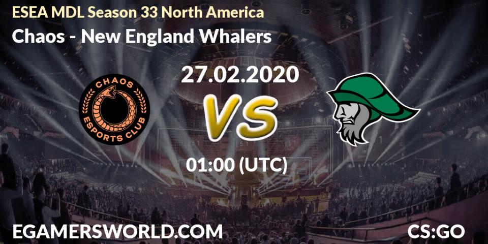 Chaos vs New England Whalers: Betting TIp, Match Prediction. 13.03.20. CS2 (CS:GO), ESEA MDL Season 33 North America
