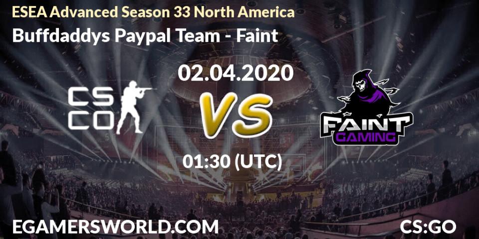 Buffdaddys Paypal Team vs Faint: Betting TIp, Match Prediction. 02.04.20. CS2 (CS:GO), ESEA Advanced Season 33 North America