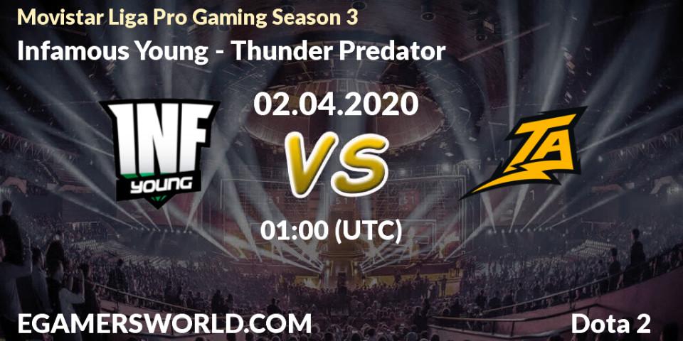 Infamous Young vs Thunder Predator: Betting TIp, Match Prediction. 02.04.20. Dota 2, Movistar Liga Pro Gaming Season 3