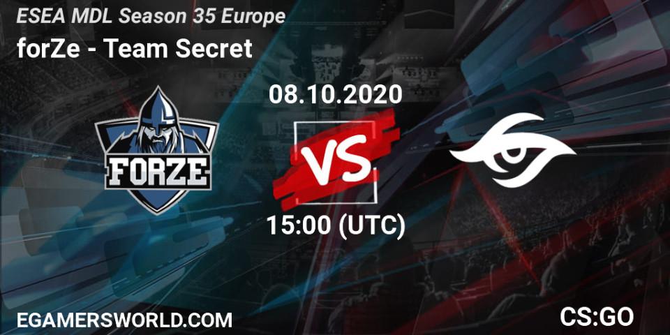 forZe vs Team Secret: Betting TIp, Match Prediction. 08.10.2020 at 15:00. Counter-Strike (CS2), ESEA MDL Season 35 Europe