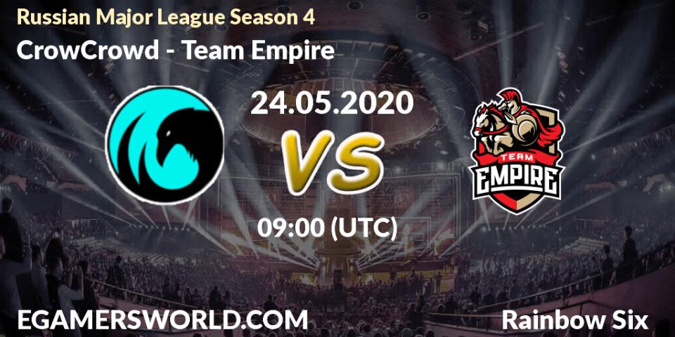 CrowCrowd vs Team Empire: Betting TIp, Match Prediction. 24.05.2020 at 09:00. Rainbow Six, Russian Major League Season 4