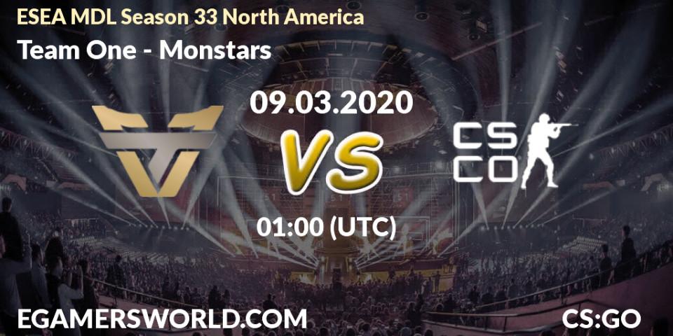 Team One vs Monstars: Betting TIp, Match Prediction. 09.03.20. CS2 (CS:GO), ESEA MDL Season 33 North America