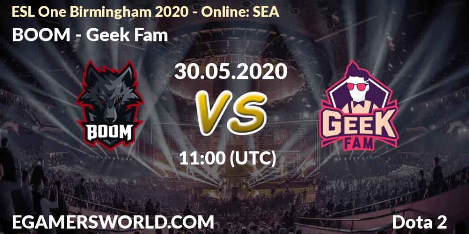 BOOM vs Geek Fam: Betting TIp, Match Prediction. 30.05.2020 at 11:01. Dota 2, ESL One Birmingham 2020 - Online: SEA