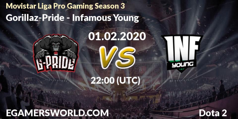 Gorillaz-Pride vs Infamous Young: Betting TIp, Match Prediction. 01.02.20. Dota 2, Movistar Liga Pro Gaming Season 3