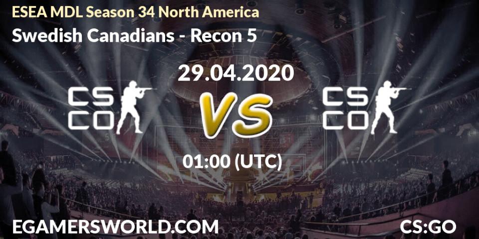 Swedish Canadians vs Recon 5: Betting TIp, Match Prediction. 13.05.2020 at 02:10. Counter-Strike (CS2), ESEA MDL Season 34 North America