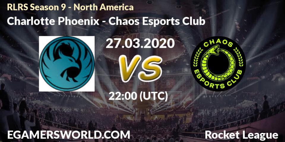 Charlotte Phoenix vs Chaos Esports Club: Betting TIp, Match Prediction. 28.03.20. Rocket League, RLRS Season 9 - North America
