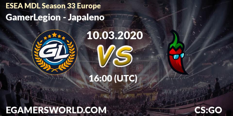 GamerLegion vs Japaleno: Betting TIp, Match Prediction. 10.03.20. CS2 (CS:GO), ESEA MDL Season 33 Europe