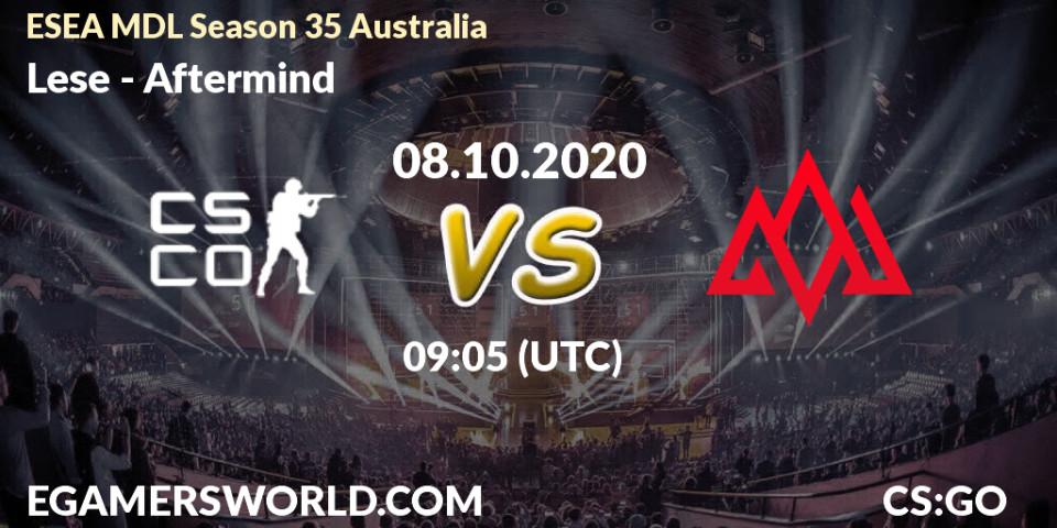 Lese vs Aftermind: Betting TIp, Match Prediction. 14.10.20. CS2 (CS:GO), ESEA MDL Season 35 Australia