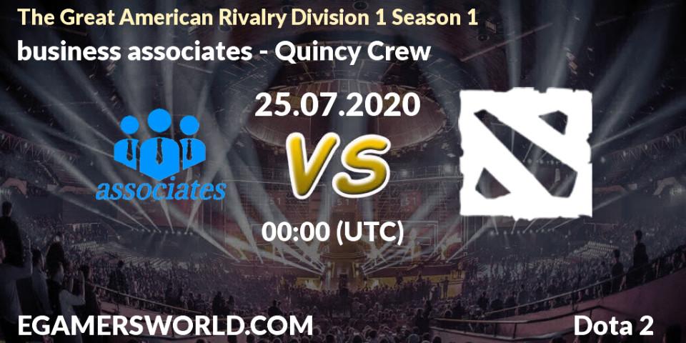 business associates vs Quincy Crew: Betting TIp, Match Prediction. 25.07.2020 at 00:13. Dota 2, The Great American Rivalry Division 1 Season 1
