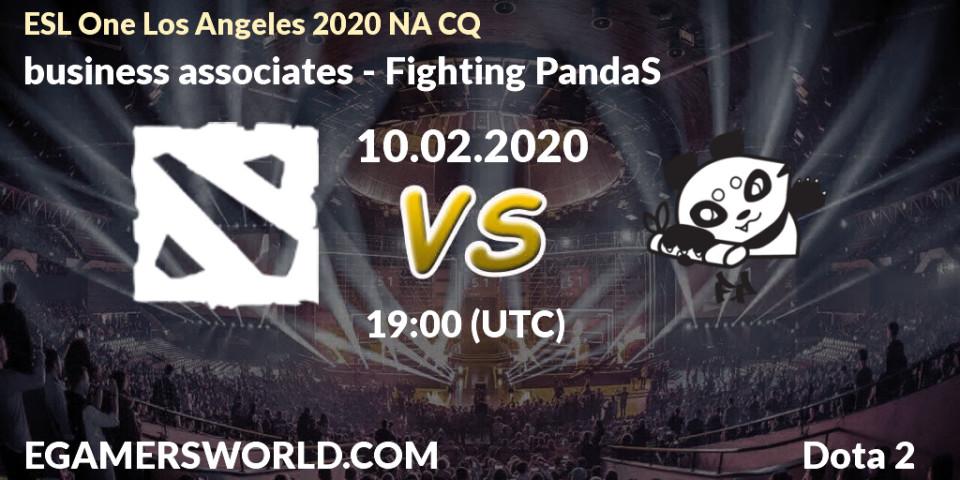 business associates vs Fighting PandaS: Betting TIp, Match Prediction. 10.02.20. Dota 2, ESL One Los Angeles 2020 NA CQ