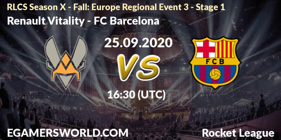 Renault Vitality vs FC Barcelona: Betting TIp, Match Prediction. 25.09.20. Rocket League, RLCS Season X - Fall: Europe Regional Event 3 - Stage 1