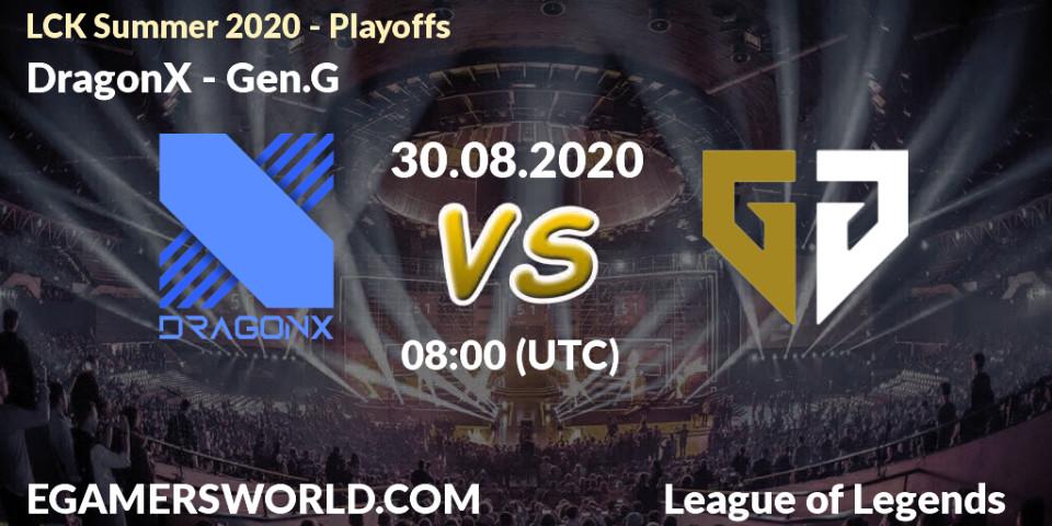 DragonX vs Gen.G: Betting TIp, Match Prediction. 30.08.20. LoL, LCK Summer 2020 - Playoffs
