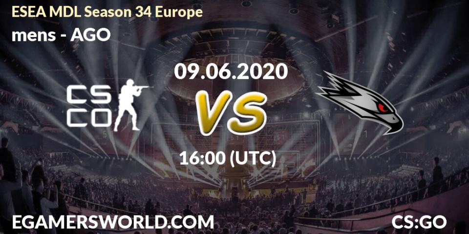 mens vs AGO: Betting TIp, Match Prediction. 18.06.20. CS2 (CS:GO), ESEA MDL Season 34 Europe
