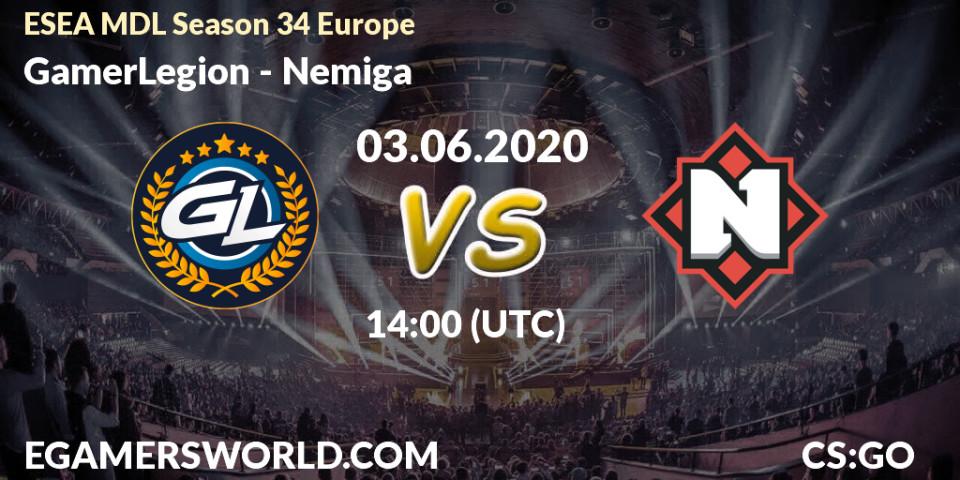 GamerLegion vs Nemiga: Betting TIp, Match Prediction. 11.06.20. CS2 (CS:GO), ESEA MDL Season 34 Europe
