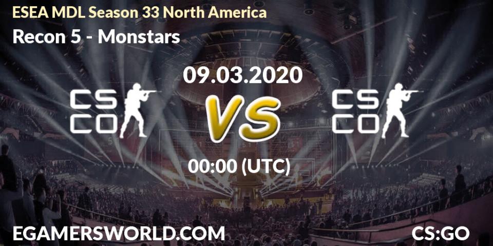 Recon 5 vs Monstars: Betting TIp, Match Prediction. 09.03.20. CS2 (CS:GO), ESEA MDL Season 33 North America